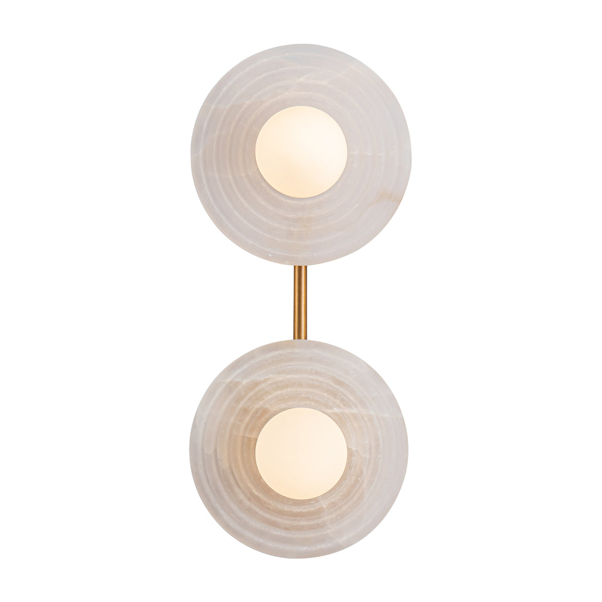 Bren 2 Light LED Vanity, Vintage Brass and Alabaster