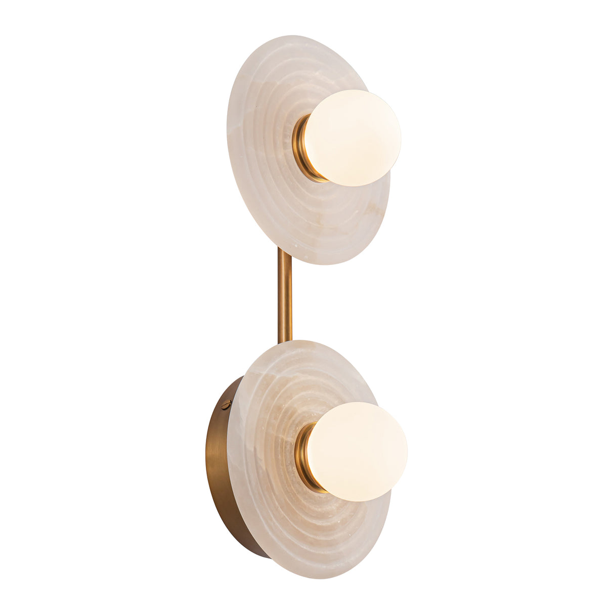 Bren 2 Light LED Vanity, Vintage Brass and Alabaster
