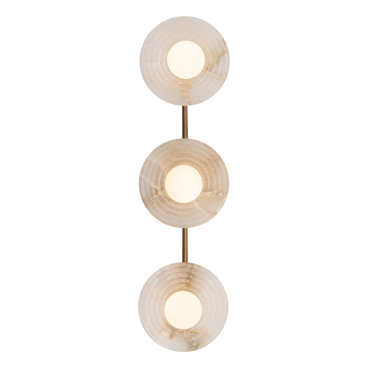 Bren 3 Light LED Vanity, Vintage Brass and Alabaster