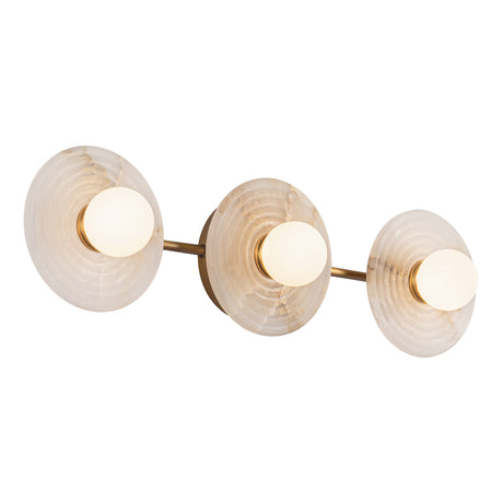 Bren 3 Light LED Vanity, Vintage Brass and Alabaster