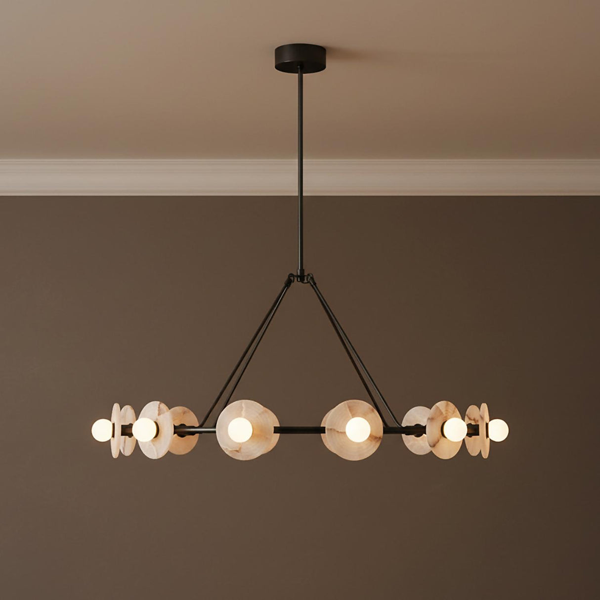 Bren LED Chandelier 46", Urban Bronze and Alabaster
