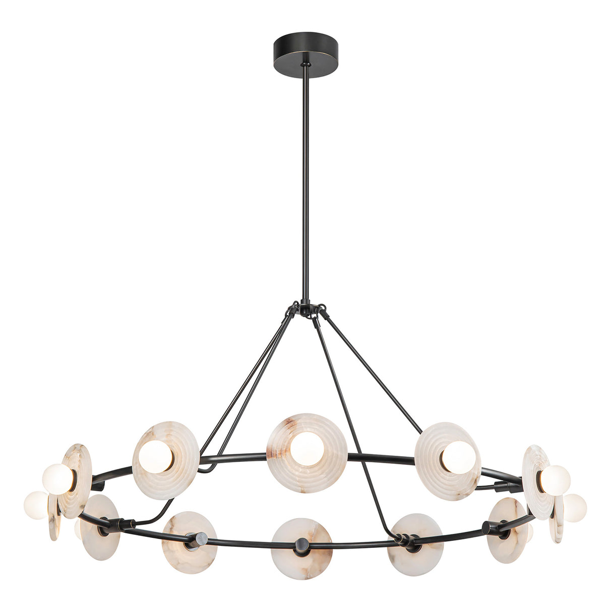 Bren LED Chandelier 46", Urban Bronze and Alabaster