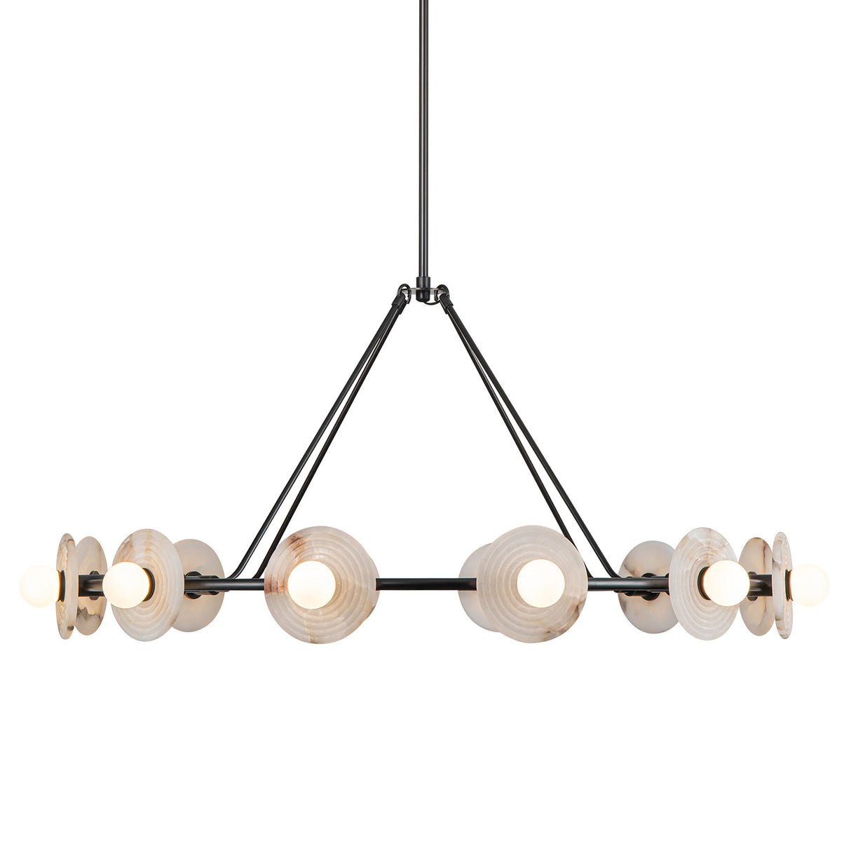 Bren LED Chandelier 46", Urban Bronze and Alabaster