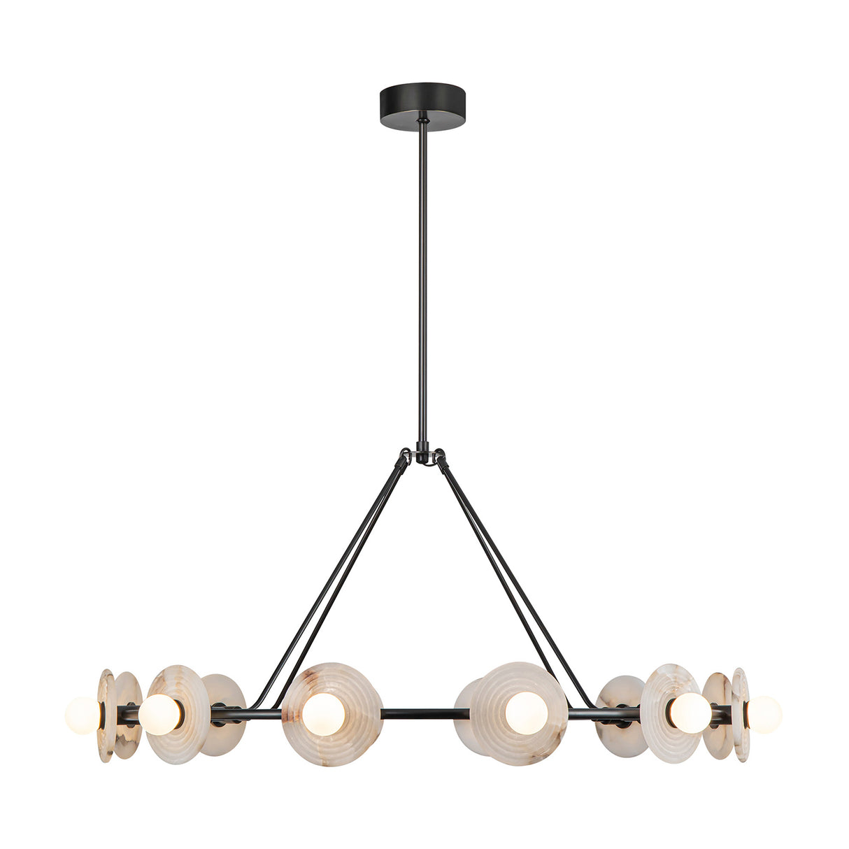 Bren LED Chandelier 46", Urban Bronze and Alabaster