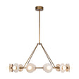 Bren LED Chandelier 46", Vintage Brass and Alabaster shown with lights on