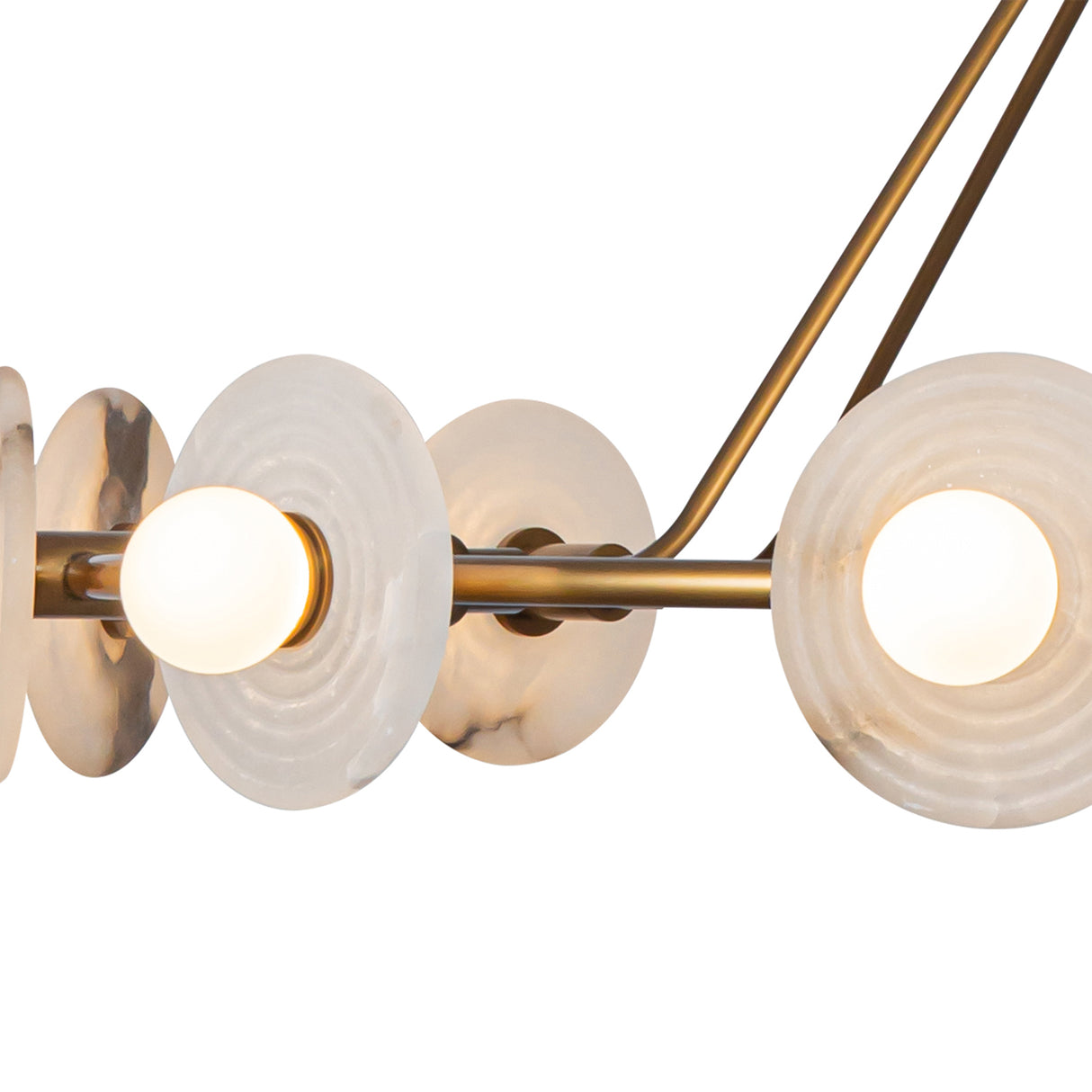Bren LED Chandelier 46", Vintage Brass and Alabaster