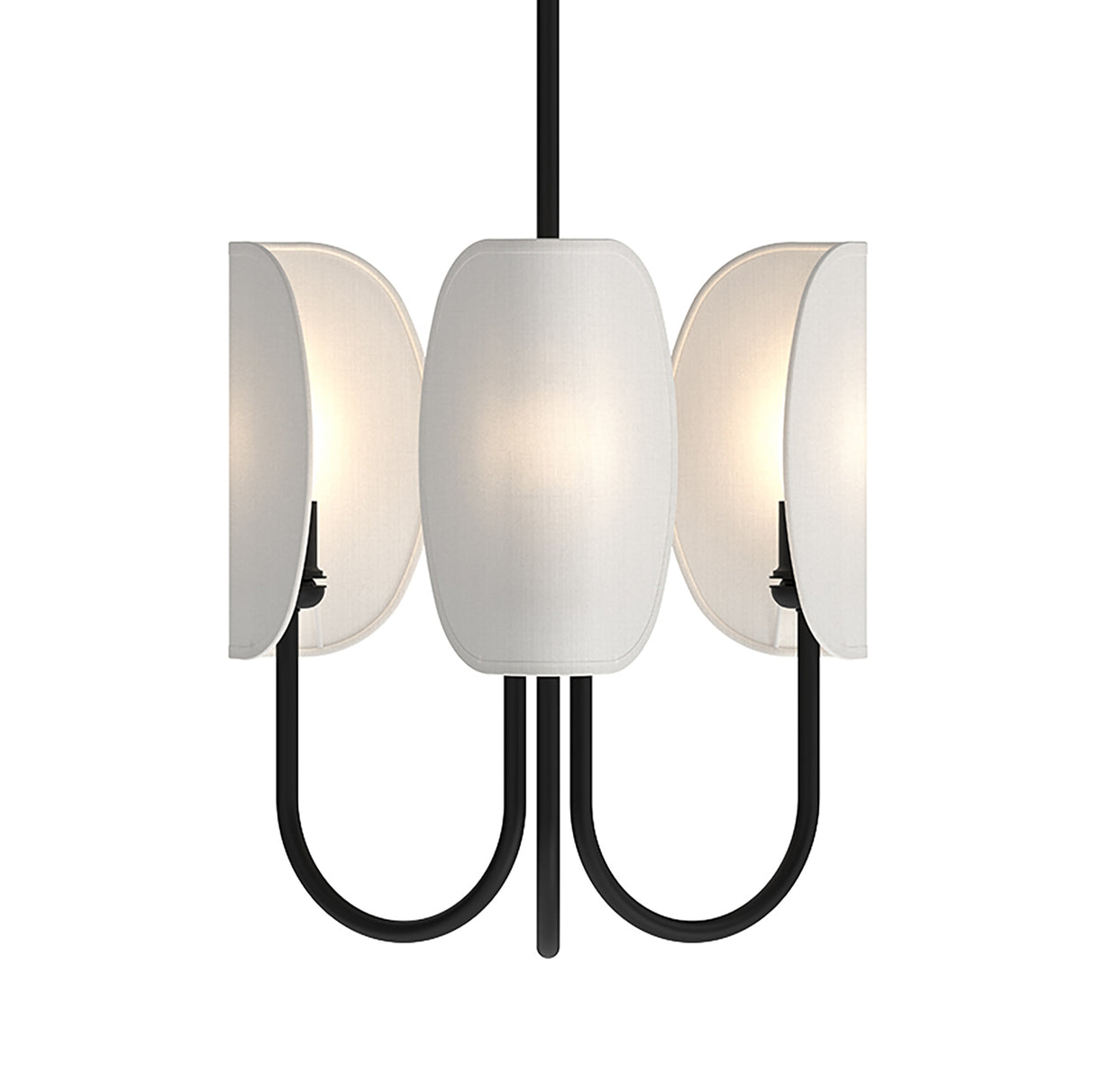 Nico 3 Light Chandelier 15", Matte Black with Fabric Shade