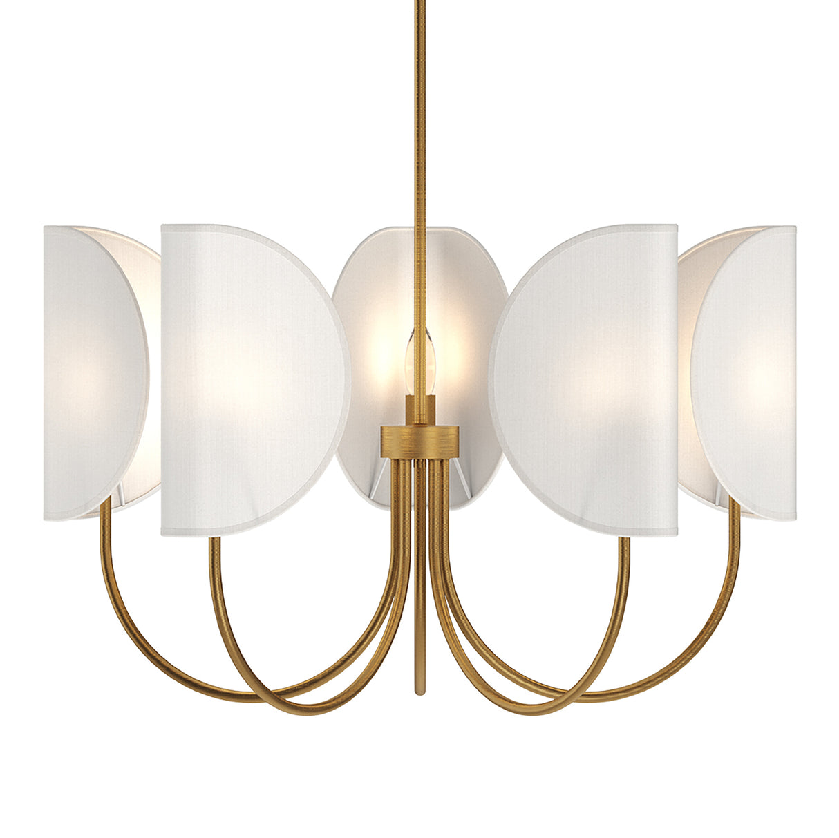 Nico 5 Light Chandelier 32", Antique Brass with Fabric Shade