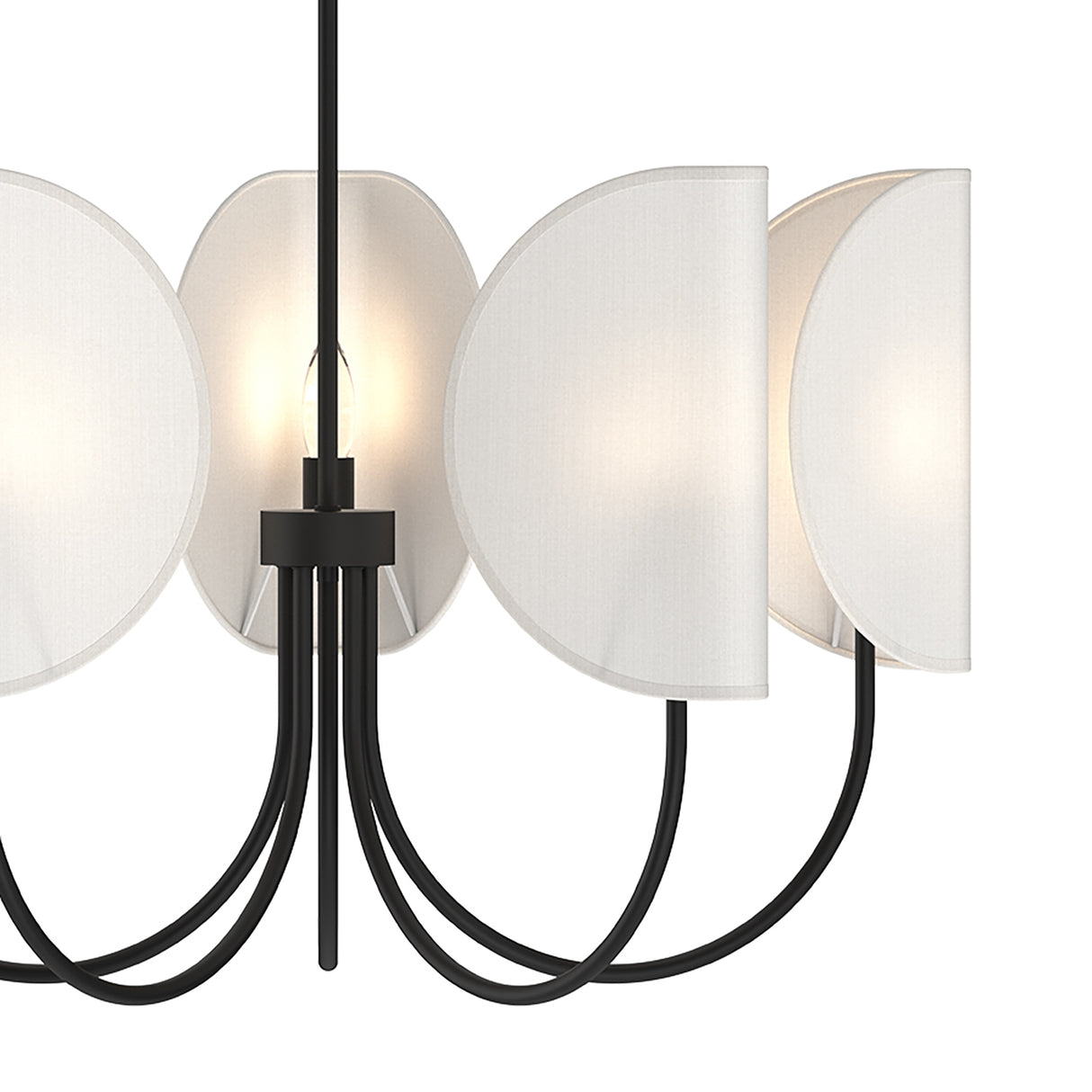 Nico 5 Light Chandelier 32", Matte Black with Fabric Shade