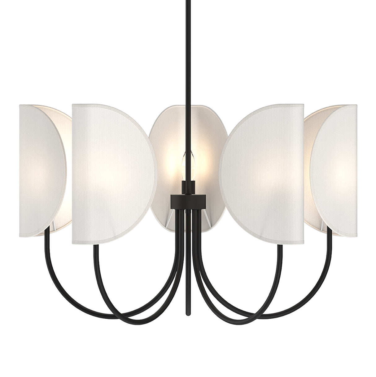 Nico 5 Light Chandelier 32", Matte Black with Fabric Shade