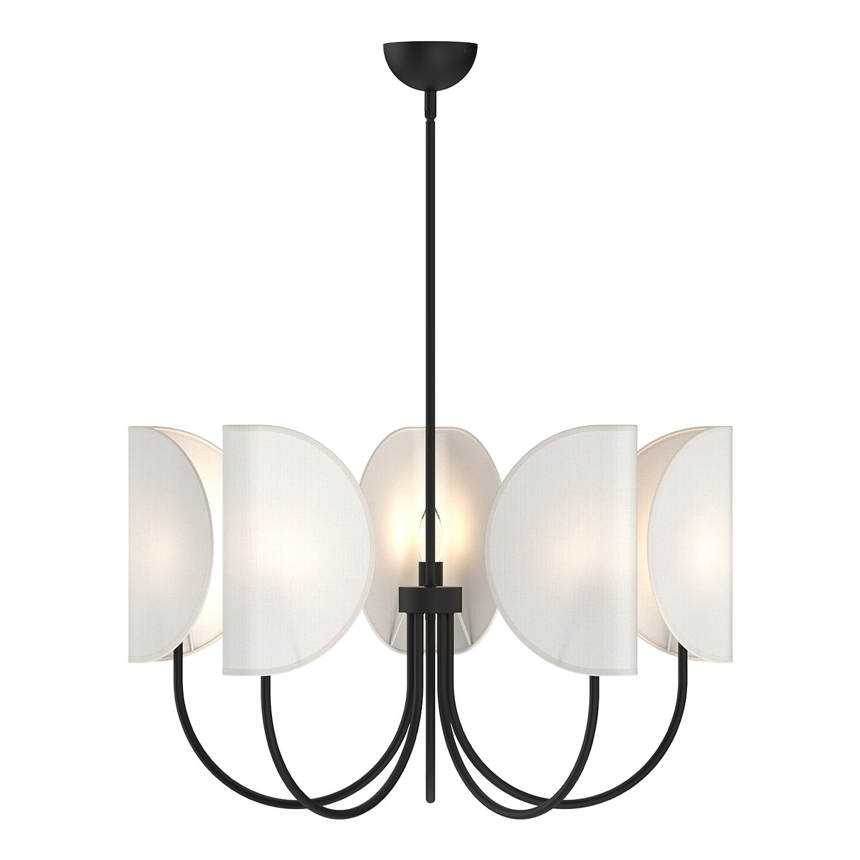 Nico 5 Light Chandelier 32", Matte Black with Fabric Shade