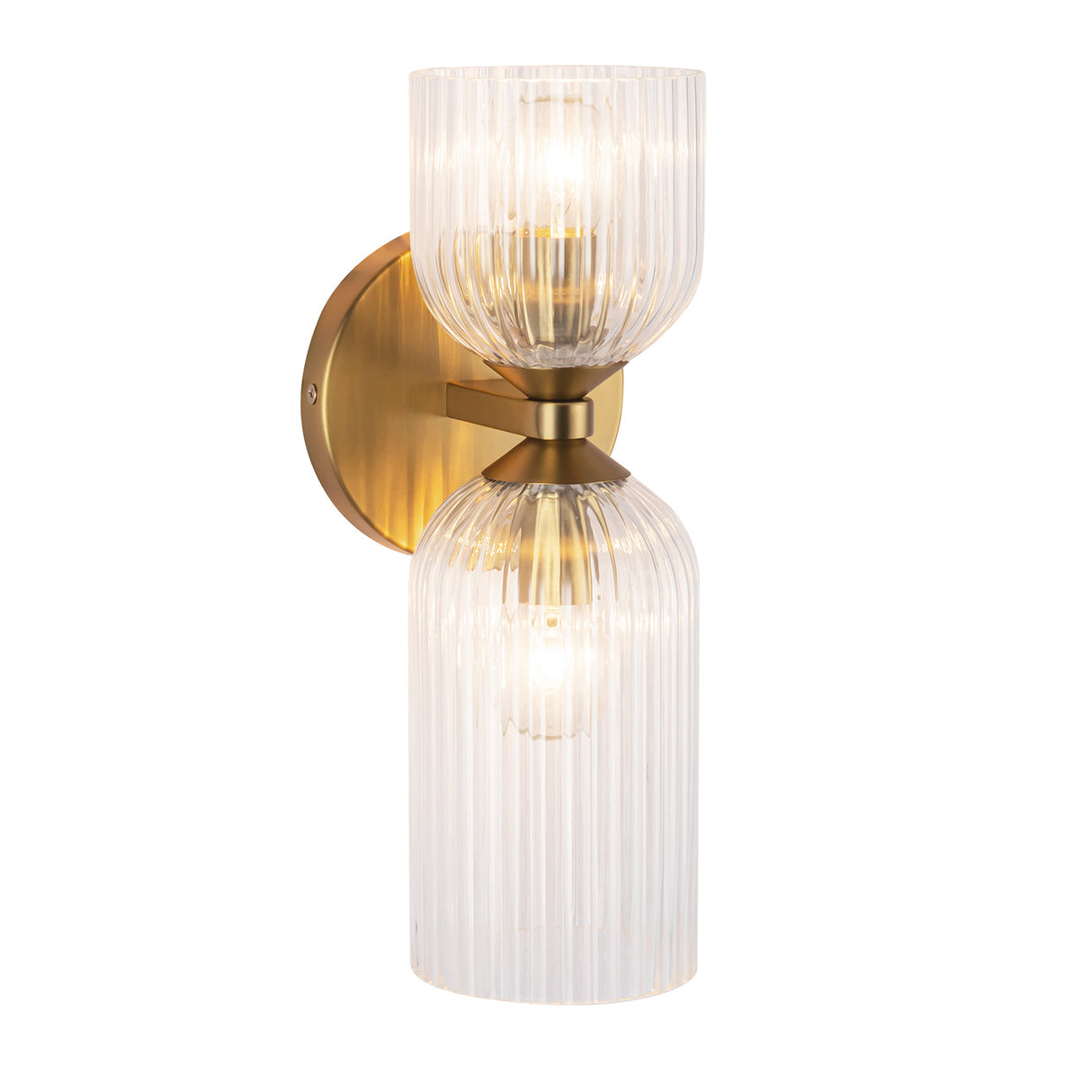 Elle Wall Sconce, Brushed Brass and Clear Glass