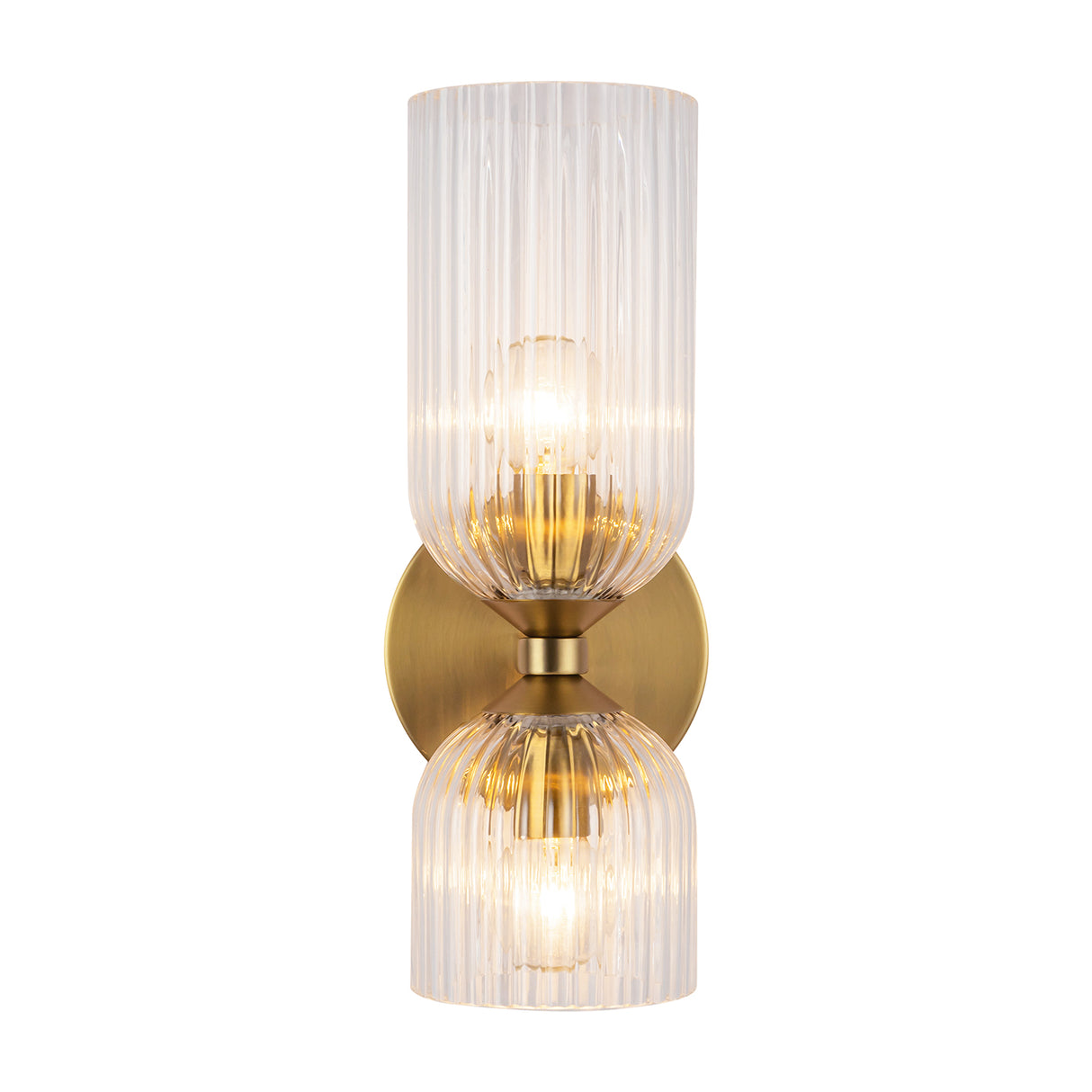 Elle Wall Sconce, Brushed Brass and Clear Glass