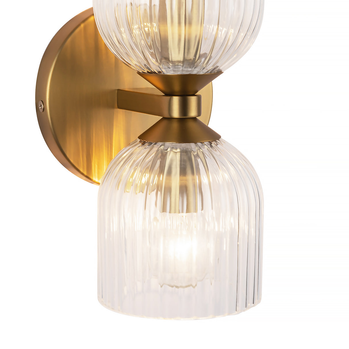 Elle Wall Sconce, Brushed Brass and Clear Glass