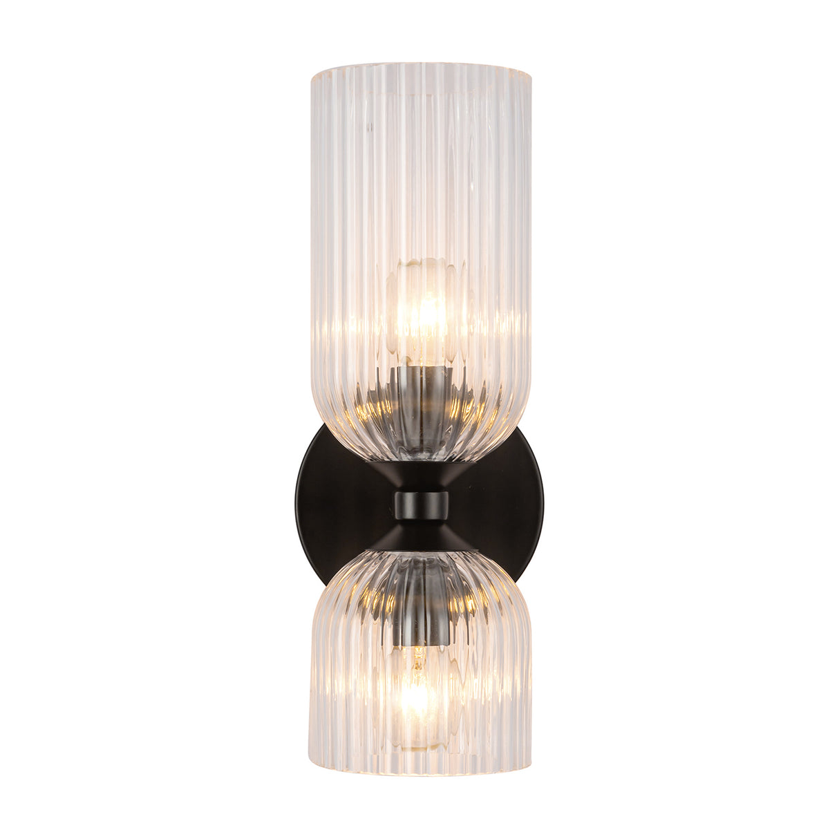 Elle Wall Sconce, Matte Black and Clear Glass