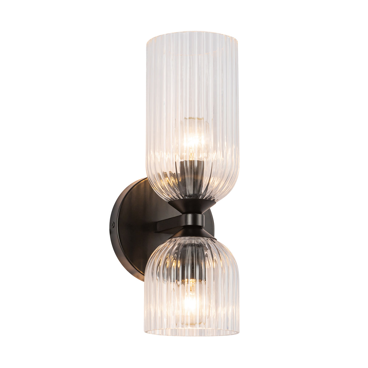 Elle Wall Sconce, Matte Black and Clear Glass
