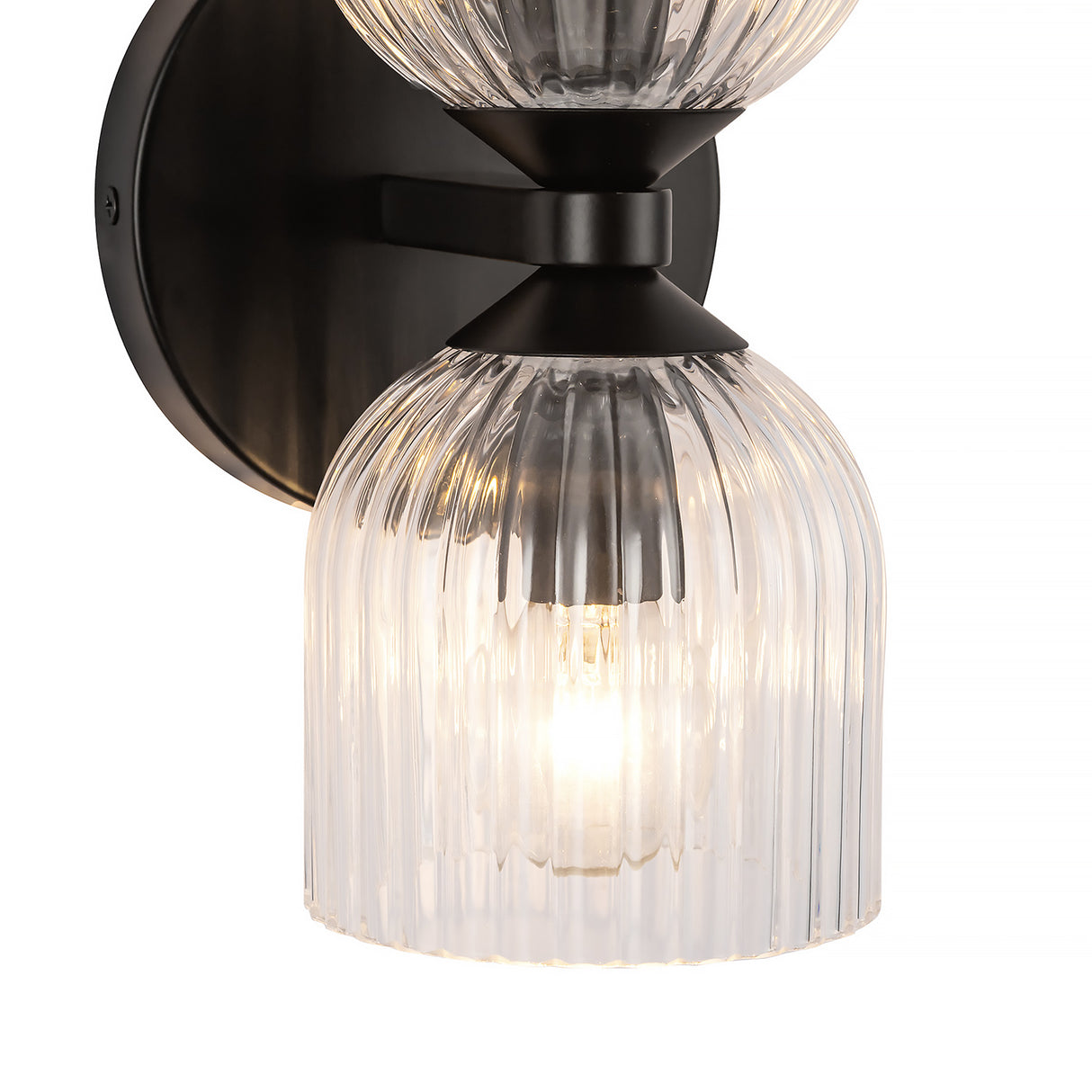 Elle Wall Sconce, Matte Black and Clear Glass