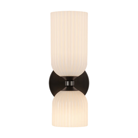 Elle Wall Sconce, Matte Black and Milk Glass