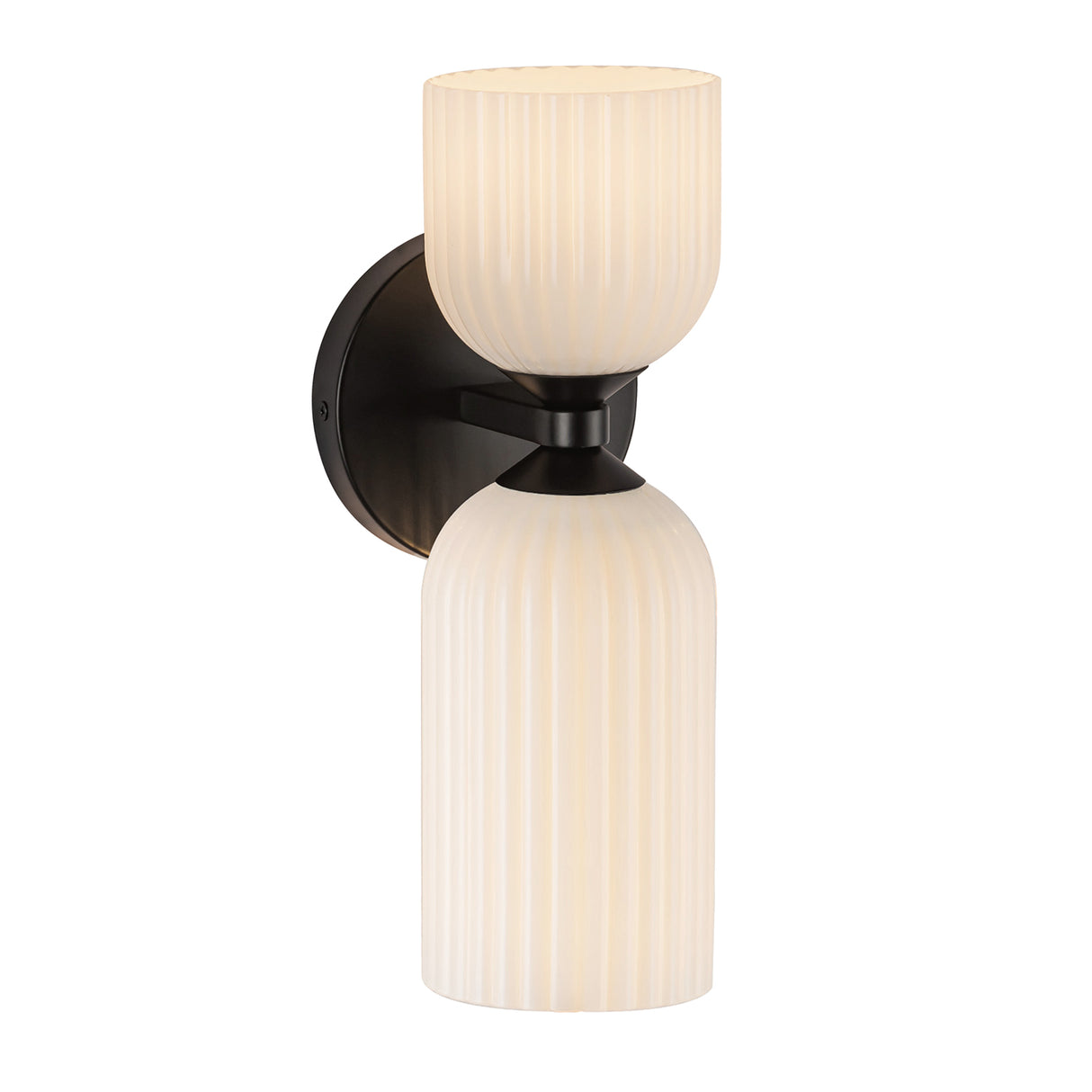 Elle Wall Sconce, Matte Black and Milk Glass