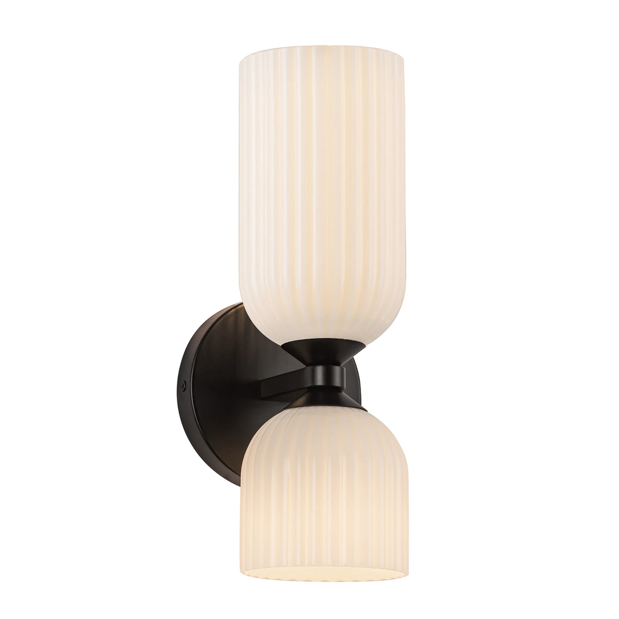 Elle Wall Sconce, Matte Black and Milk Glass