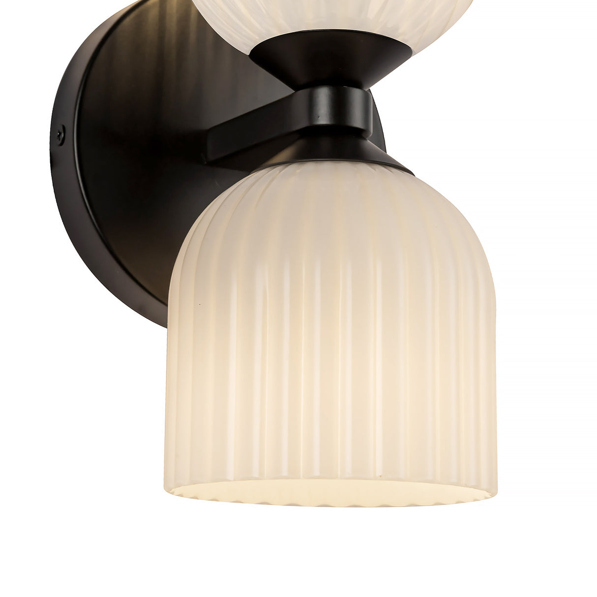 Elle Wall Sconce, Matte Black and Milk Glass