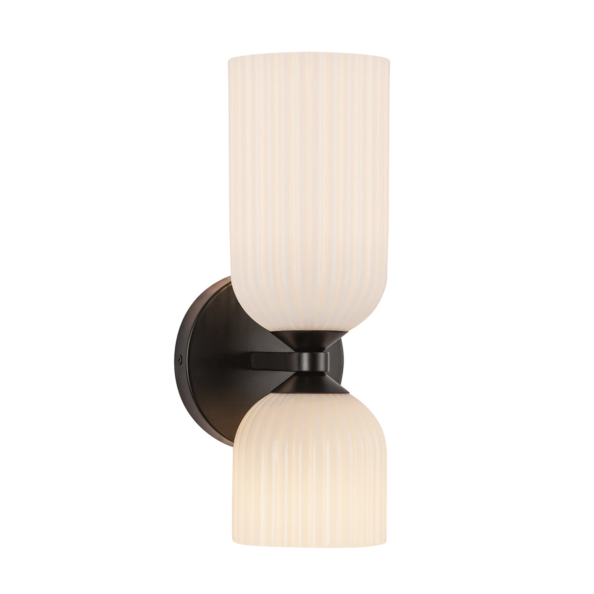 Elle Wall Sconce, Matte Black and Milk Glass