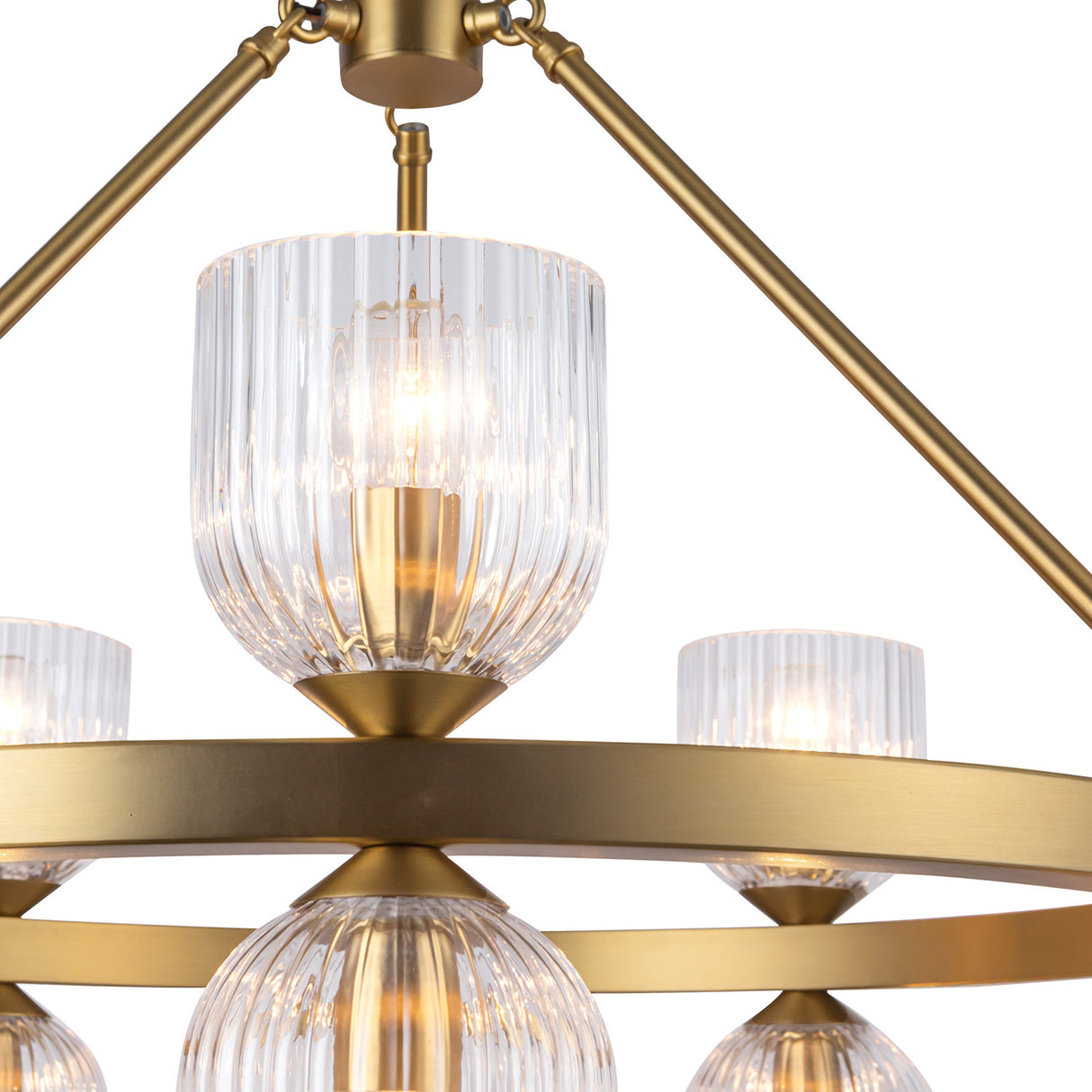 Elle Chandelier 26", Brushed Brass and Clear Glass