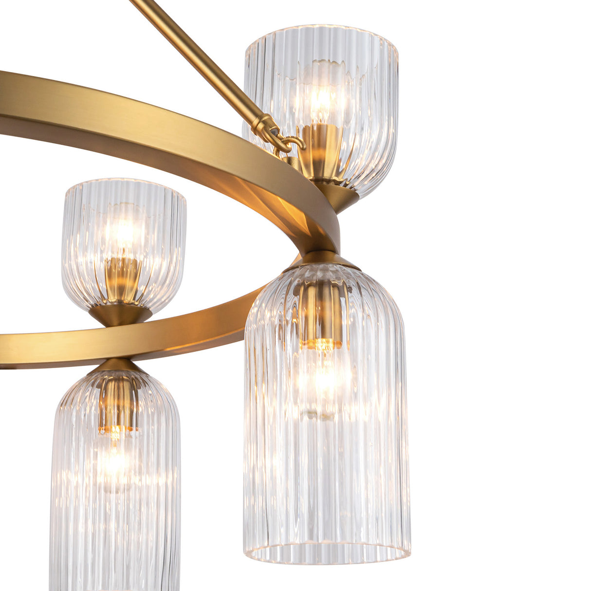 Elle Chandelier 26", Brushed Brass and Clear Glass