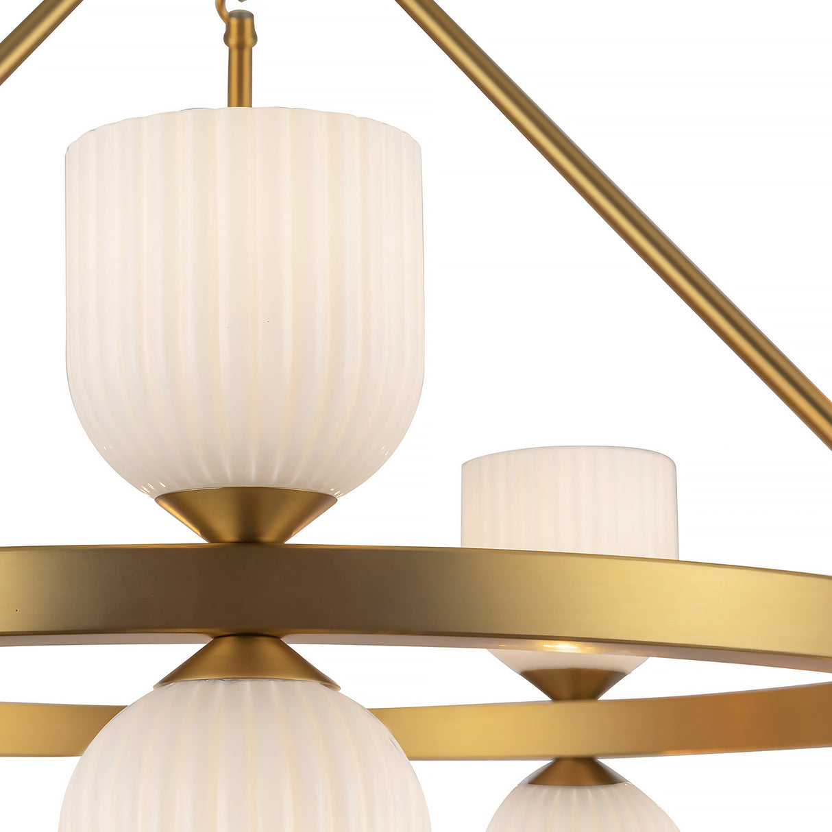 Elle Chandelier 26", Brushed Brass and Milk Glass