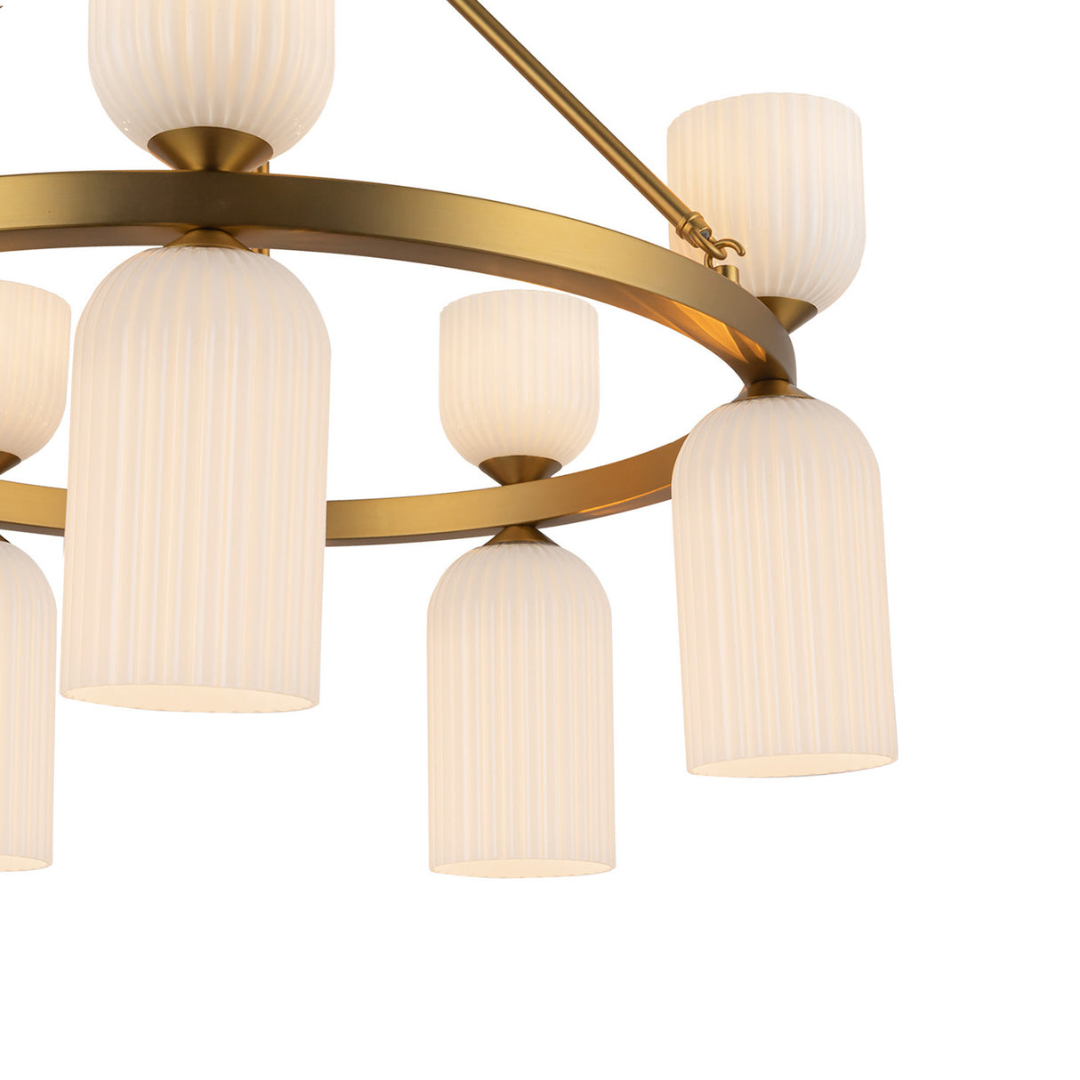 Elle Chandelier 26", Brushed Brass and Milk Glass