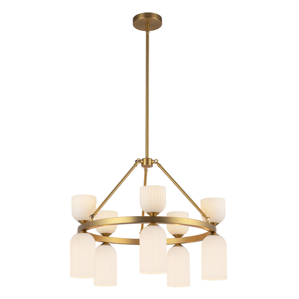 Elle Chandelier 26", Brushed Brass and Milk Glass