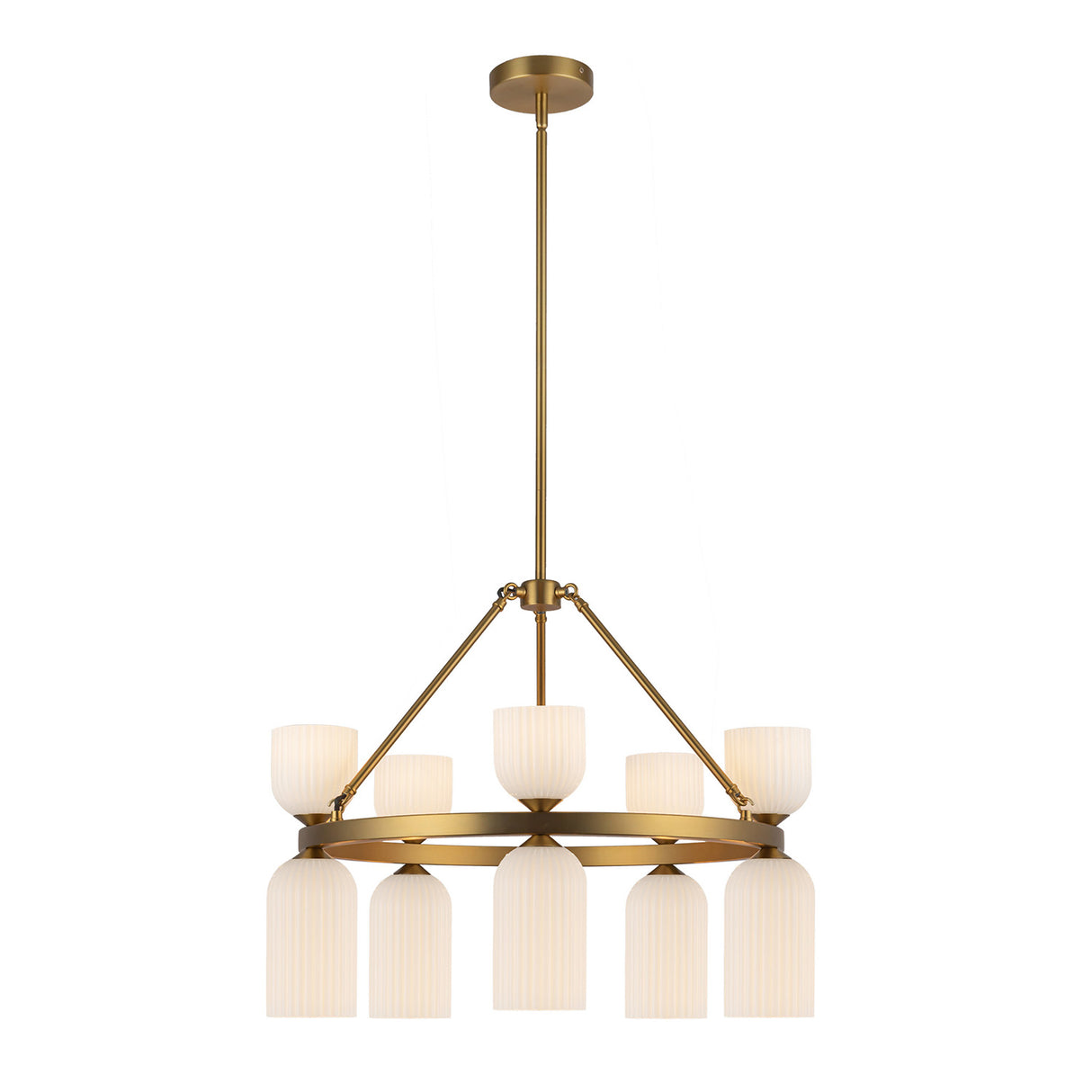 Elle Chandelier 26", Brushed Brass and Milk Glass