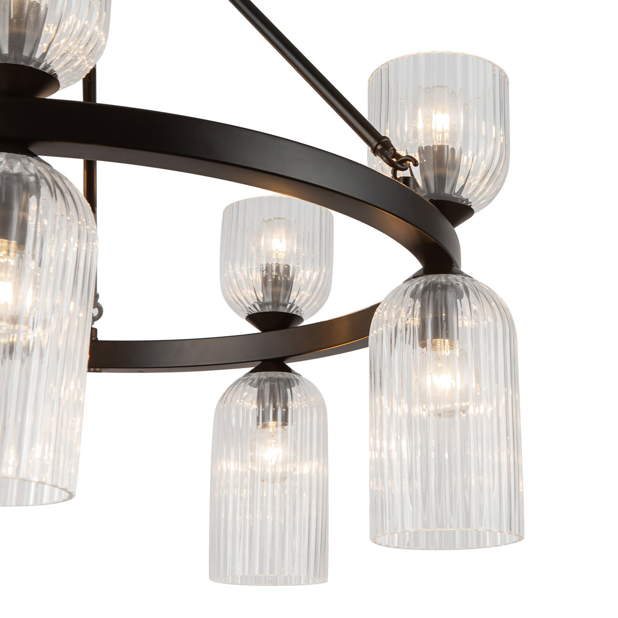 Elle Chandelier 26", Matte Black and Clear Glass