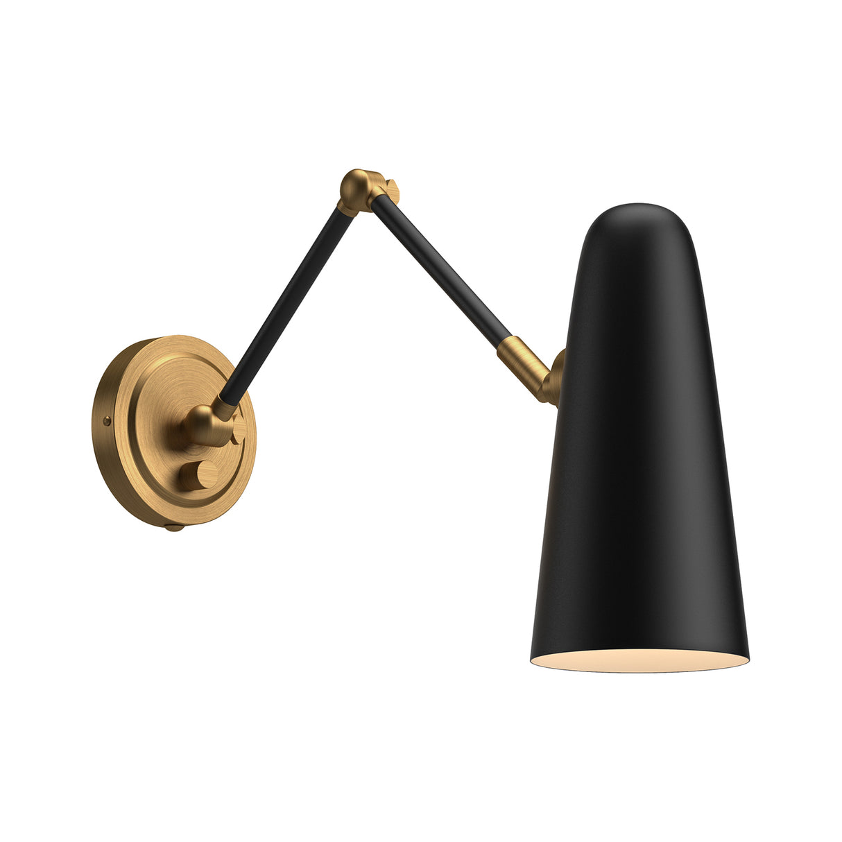 Roy Articulating Wall Sconce, Matte Black and Antique Brass