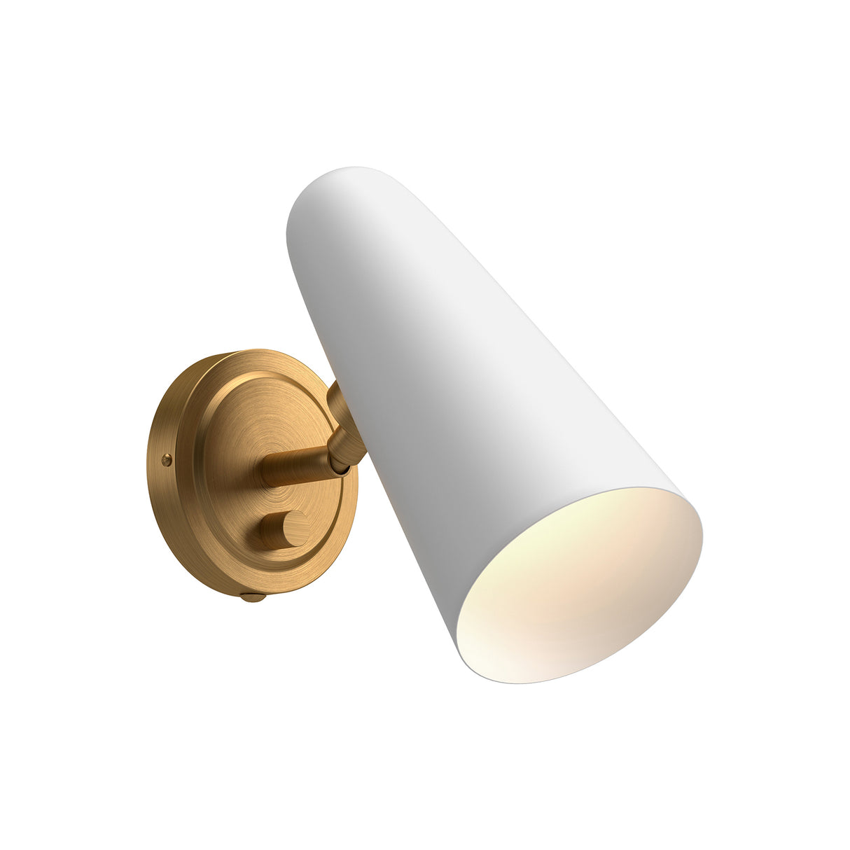 Roy Pivot Wall Sconce, White and Antique Brass