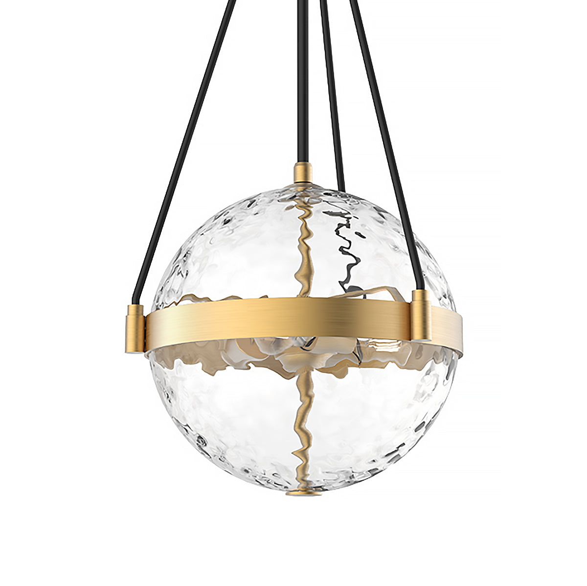 Darcy Medium Pendant 14", Brushed Brass and Water Glass