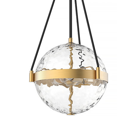 Darcy Medium Pendant 14", Brushed Brass and Water Glass