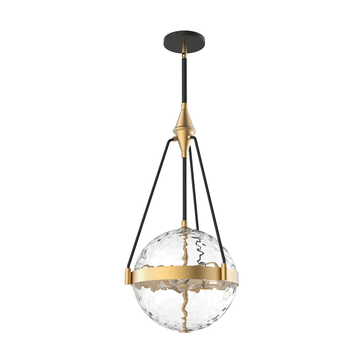 Darcy Medium Pendant 14", Brushed Brass and Water Glass