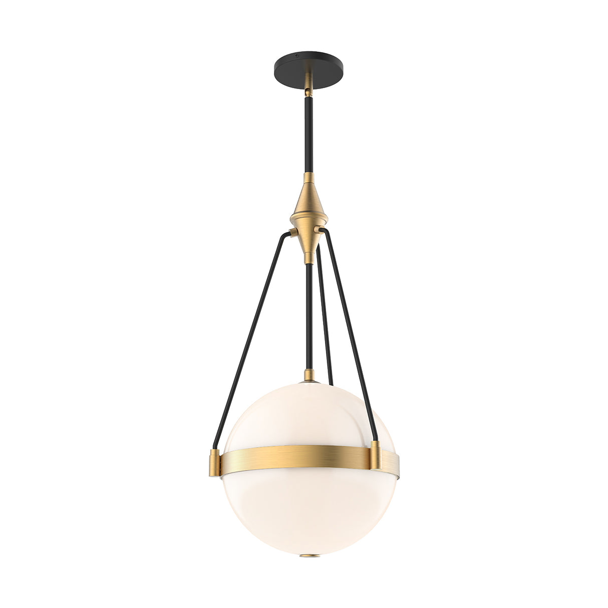 Darcy Medium Pendant 14", Brushed Brass and Milk Glass
