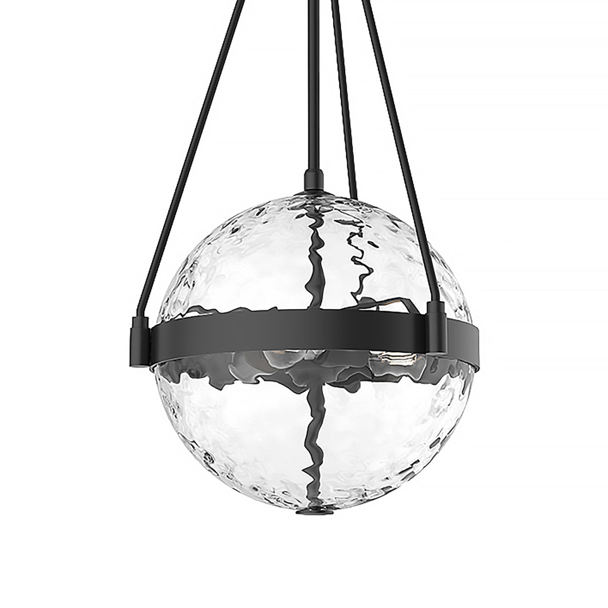 Darcy Medium Pendant 14", Matte Black and Water Glass