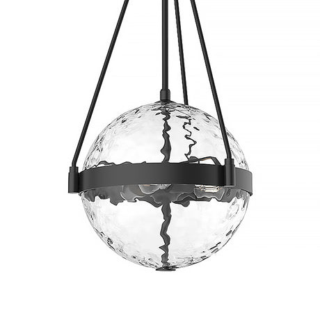 Darcy Medium Pendant 14", Matte Black and Water Glass