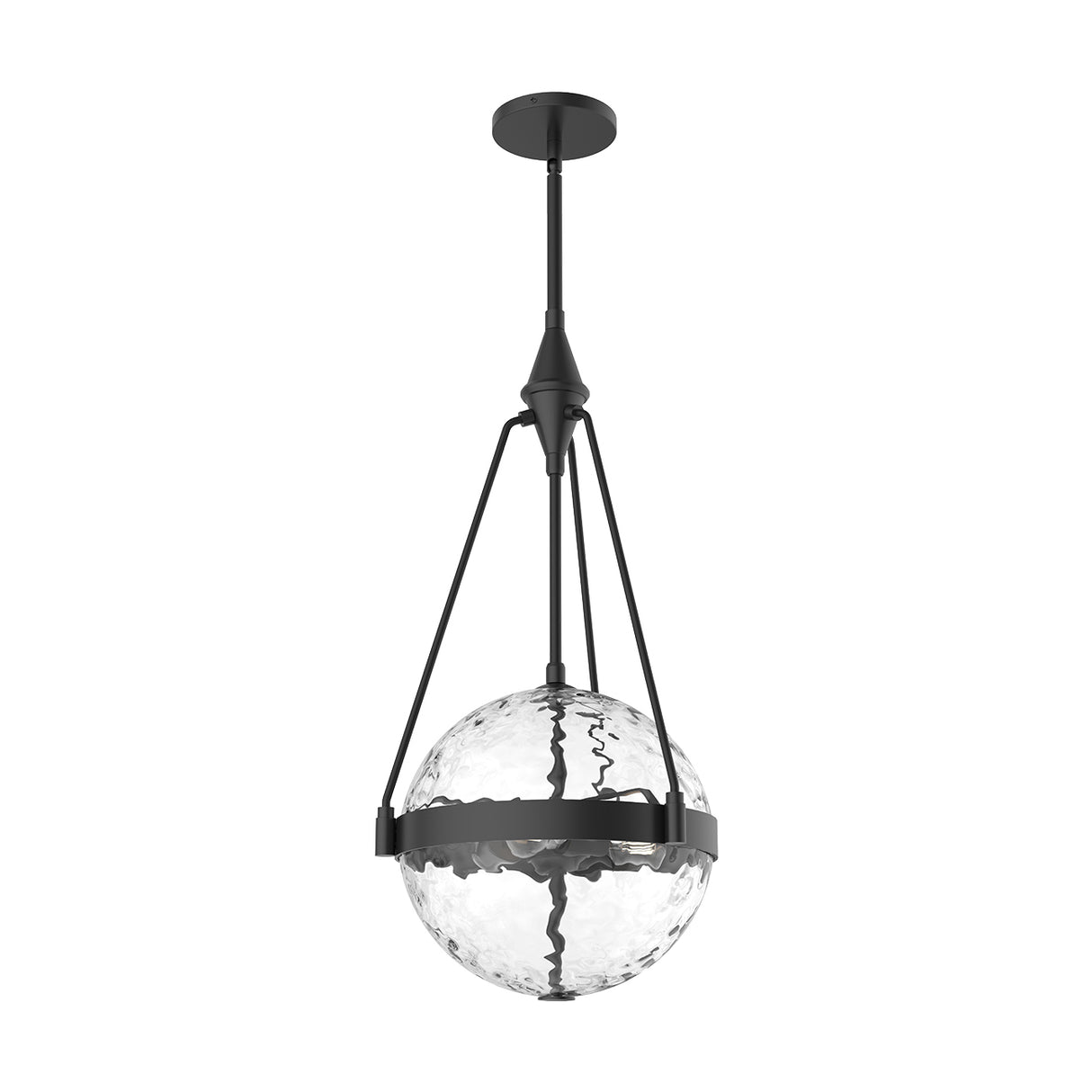 Darcy Medium Pendant 14", Matte Black and Water Glass