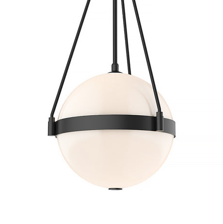 Darcy Medium Pendant 14", Matte Black and Milk Glass