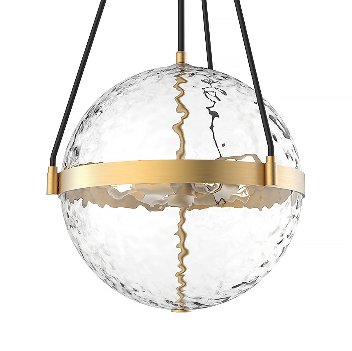 Darcy Large Pendant 18", Brushed Brass and Water Glass