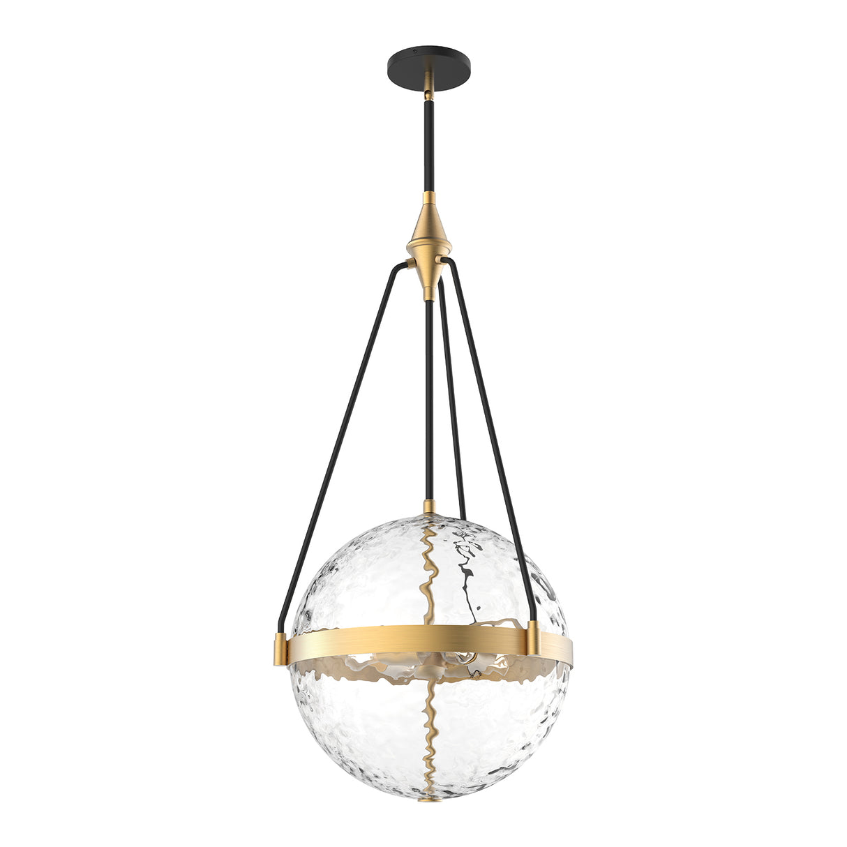 Darcy Large Pendant 18", Brushed Brass and Water Glass