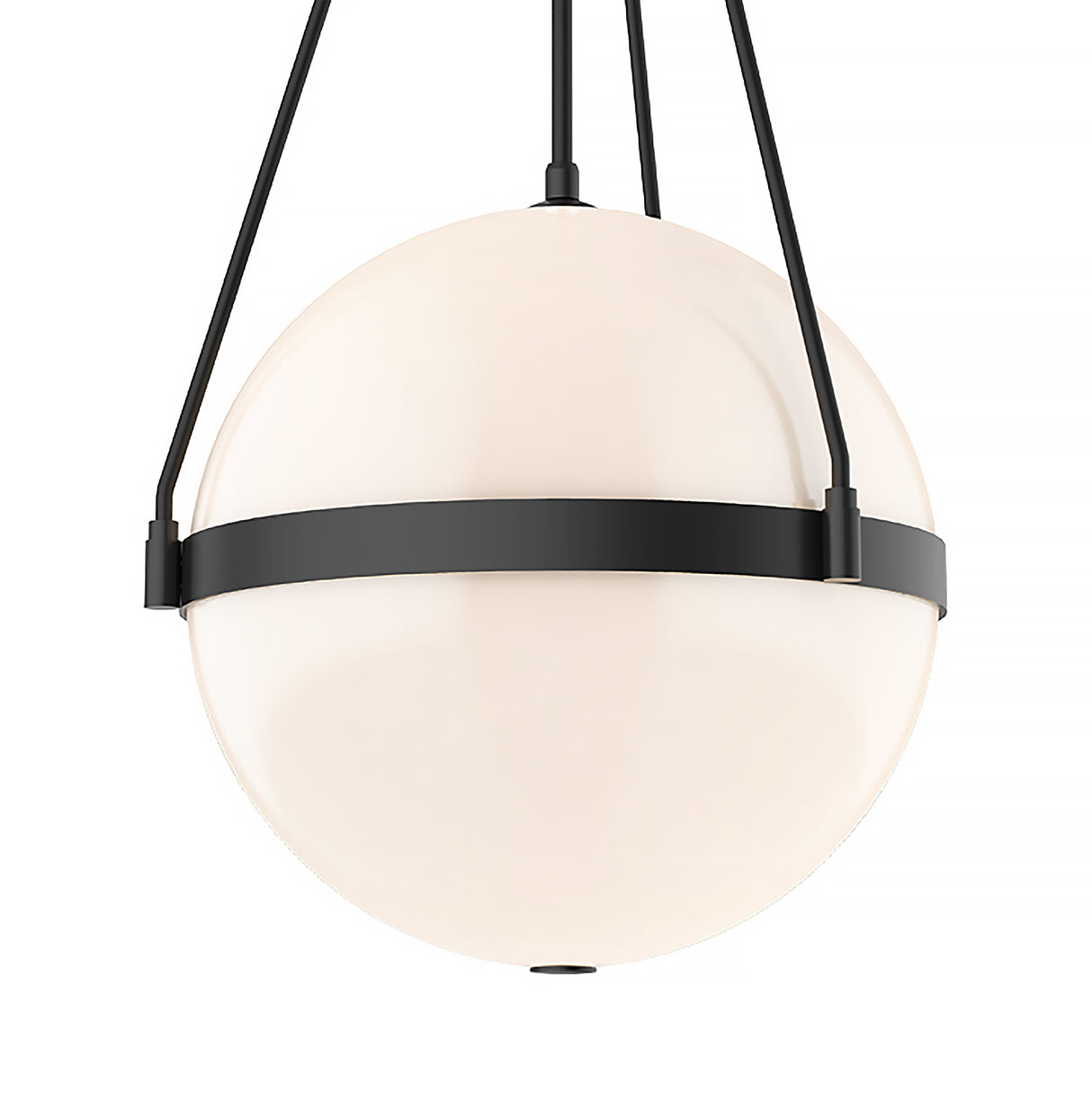 Darcy Large Pendant 18", Matte Black and Milk Glass