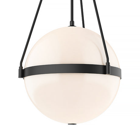Darcy Large Pendant 18", Matte Black and Milk Glass