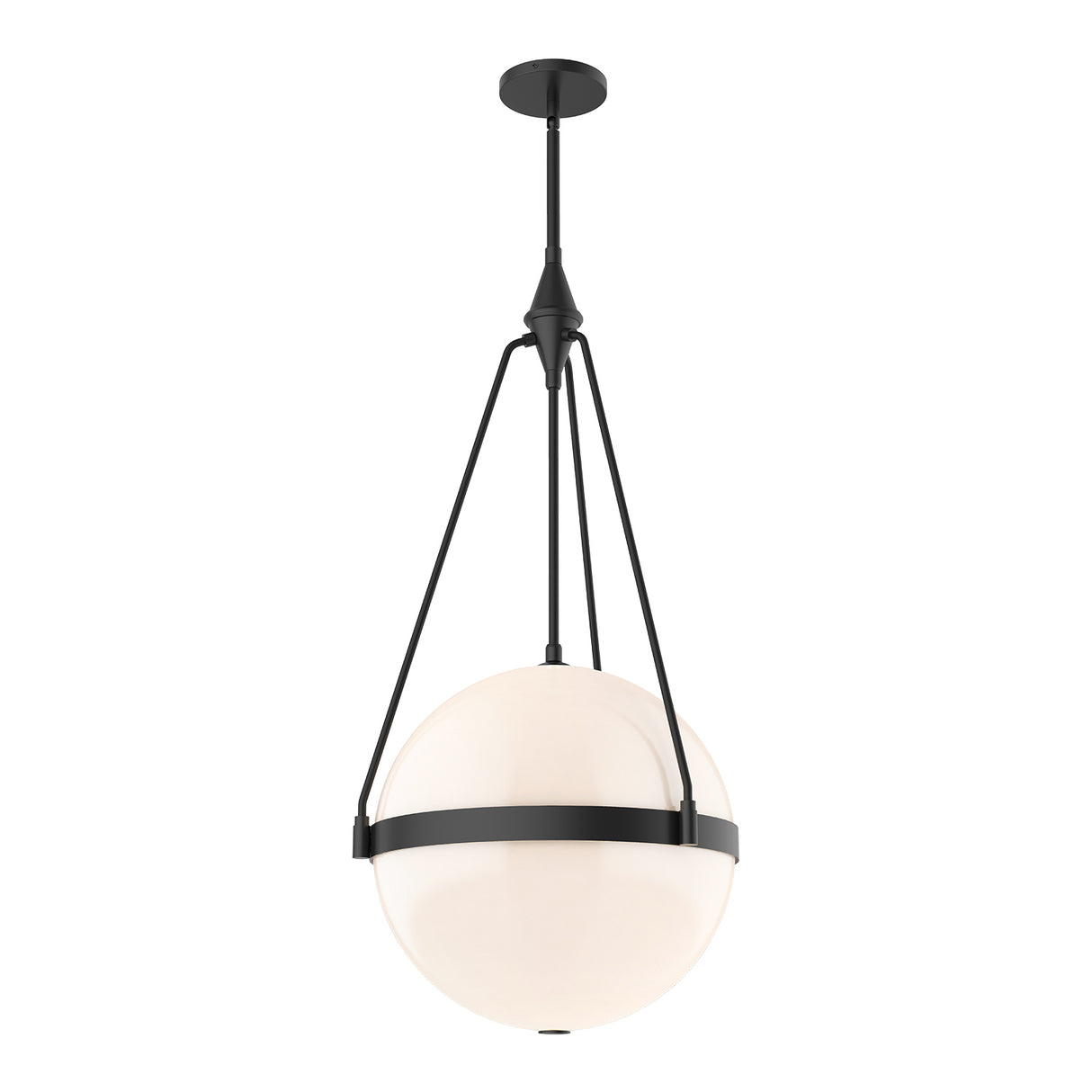 Darcy Large Pendant 18", Matte Black and Milk Glass