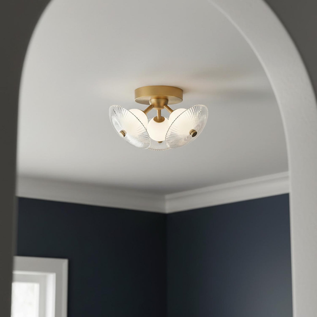 Ivan Small LED Semi Flush 12", Brushed Brass