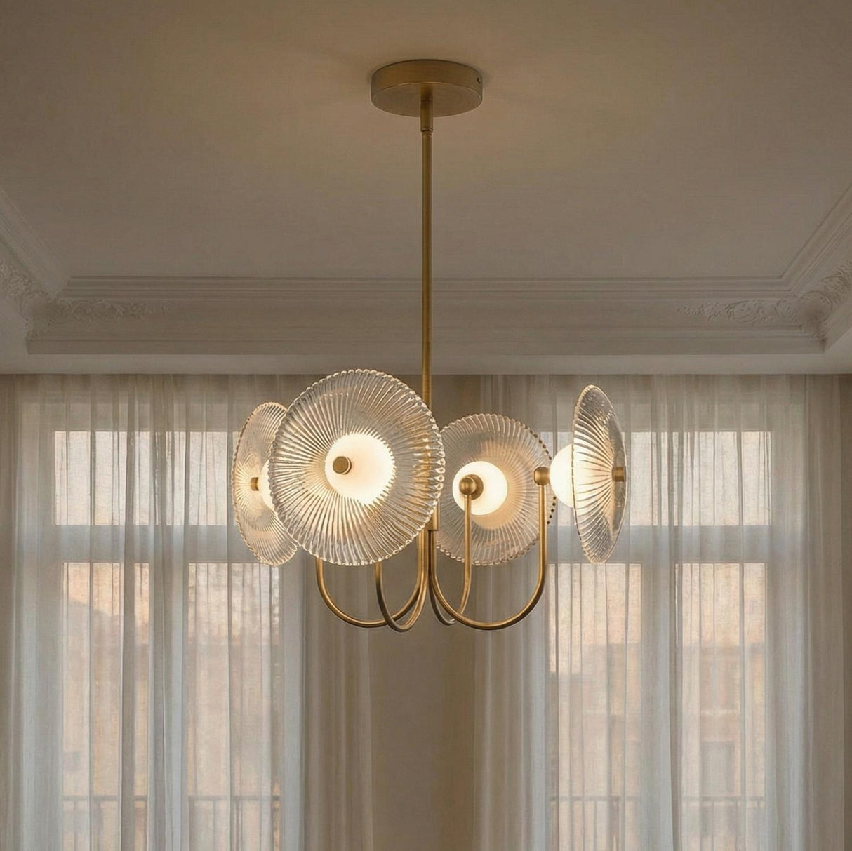 Ivan LED Chandelier 21", Brushed Brass